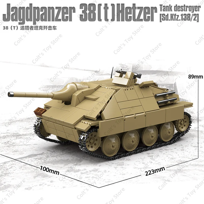 NEUE WW2 Deutsch Militär Gepanzerte Kampf Fahrzeug Bausteine Jagdpanzer 38(t) Hetze Tank Zerstörer Modell Ziegel Spielzeug Junge geschenk