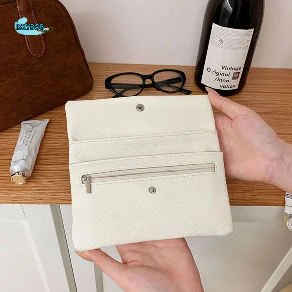 

Simple PU Leather Envelope Wallets Korean Style Zipper Women Long Clutch Bag Coin Purse Multifunctional Change Bag Outdoor