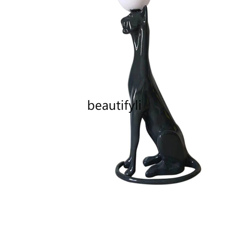 

Living Room Decoration Large Floor Dog Home Ornament Sofa Side Advanced Moving Object Modeling Lamp Housewarming Gifts