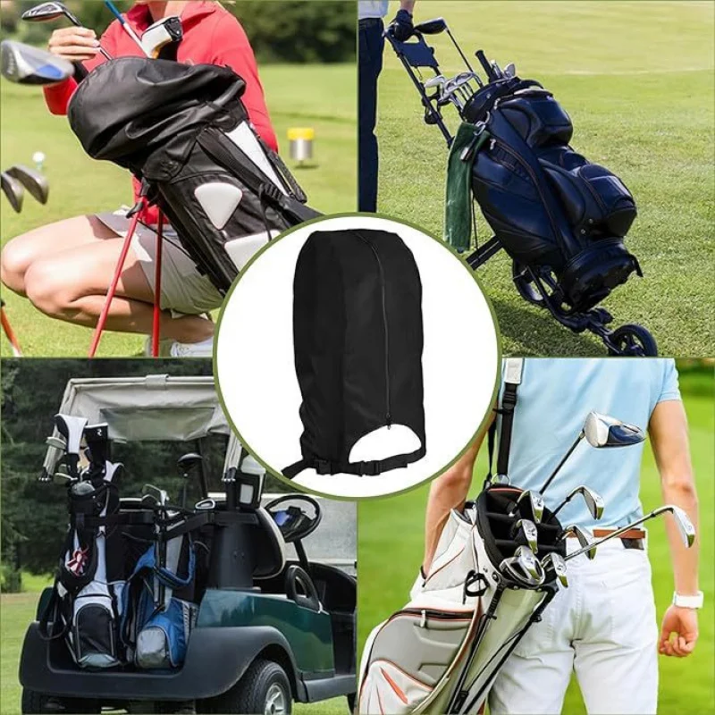 

Golf Bag Rain Hood Waterproof Dust Cover with Zipper & Buckle Portable Club Protector for Golfbags/Carry Cart Golf Accessories