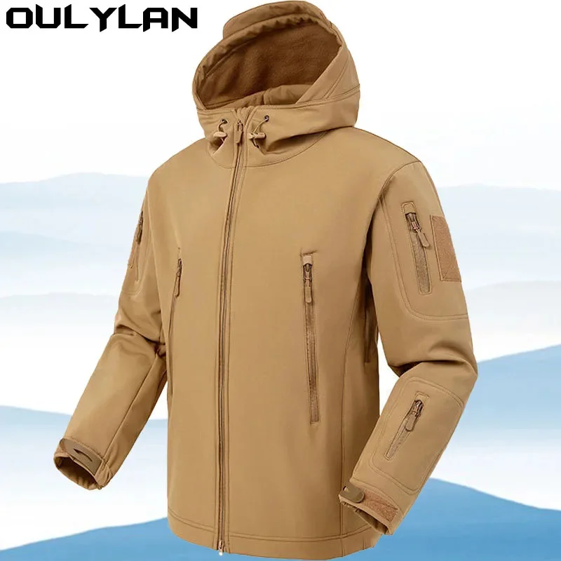 

Oulylan Miliary Shark Skin Soft Shell Jacket Men Tactical Windproof Waterproof Combat s s Hooded Coats