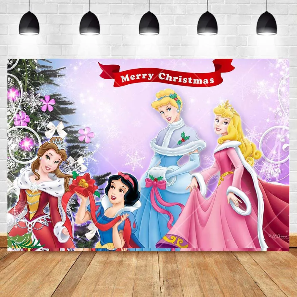 Disney Princess Christmas Girl Baby Kids Gifts Birthday Party Banner Backdrop Custom Kid Room Photo Poster Decor Wall Background