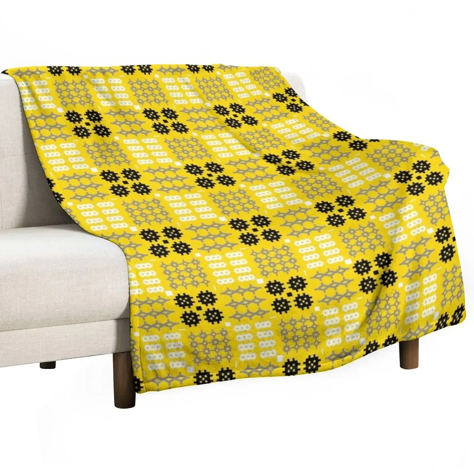 

Welsh Tapestry Pattern, Carthen Cymraeg, Cymreig (gold) Throw Blanket warm for winter Cute Fashion Sofas Blankets