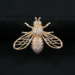 Trendy Animal Crystal Bee Brooch Metal Zircon Lapel Pins Men's Suit Shirt Small Collar Pin Corsage Jewelry for Women Accessories