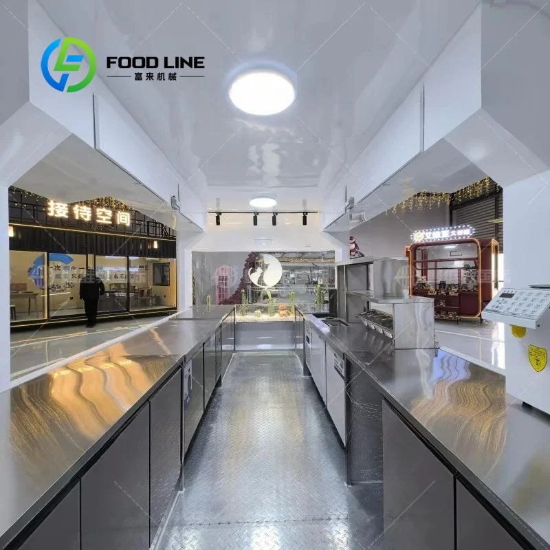4-Wheel Multi-functional Food Trailer Galvanized Steel Frame Rust Resistant Mobile Catering Cart