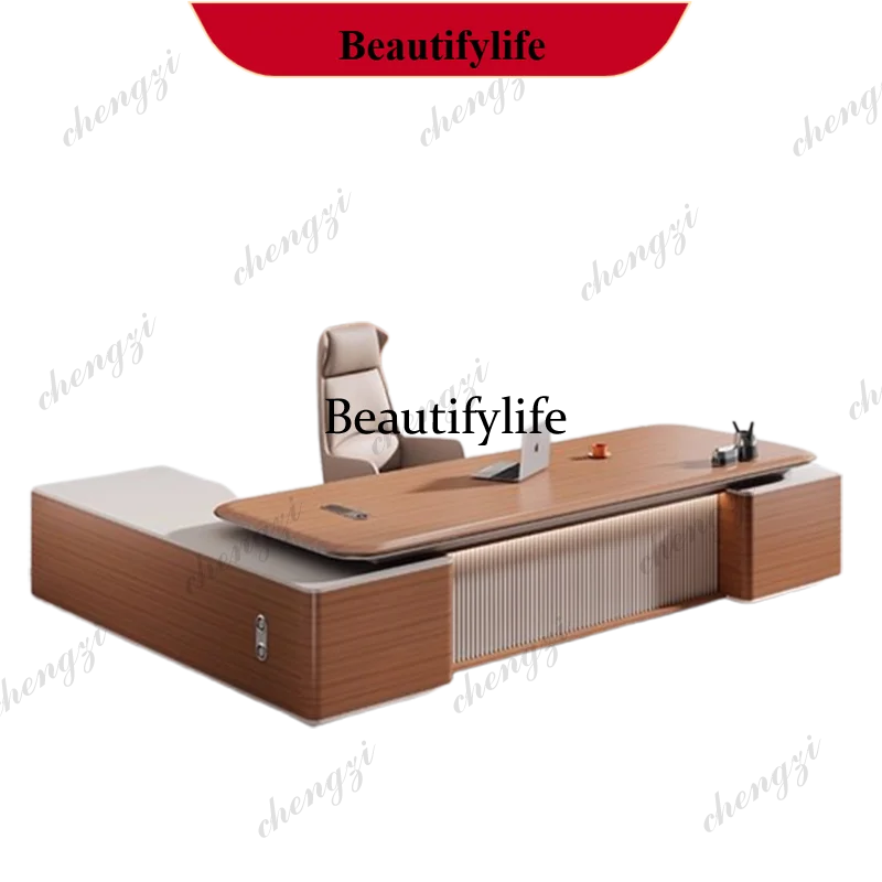 M178  Asthetic Storage Executive Desk Wooden Brown Large Luxury Office Desks Drawers Wood Modern Mesa De Escritorio
