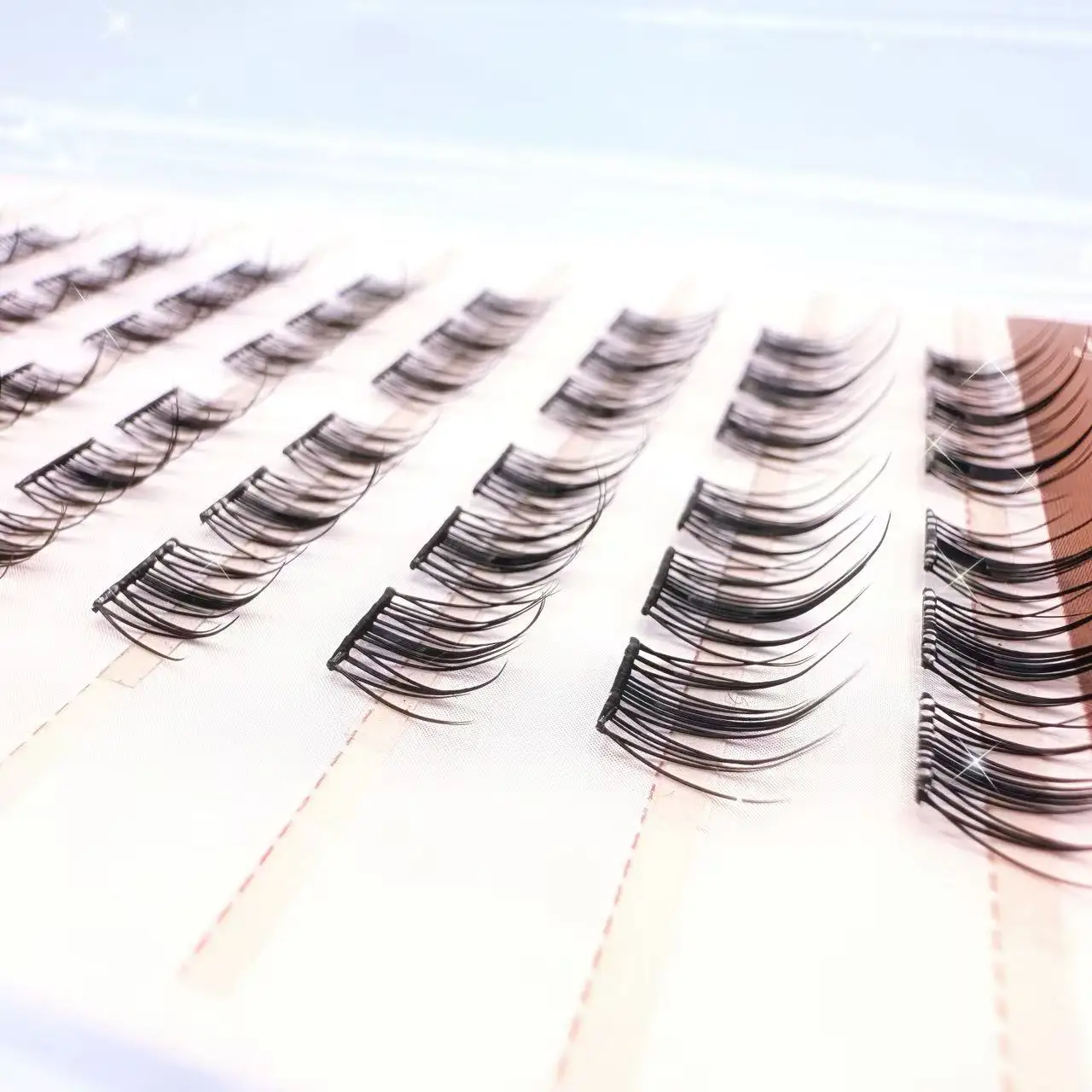 10-rij volume lijmvrije valse wimpers, wimperclusterstijl voor feest- en dagelijkse make-up