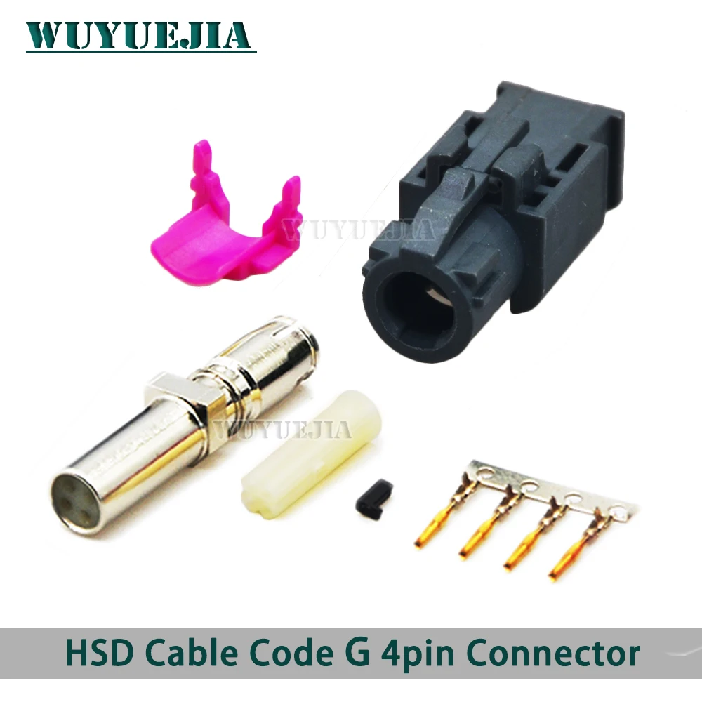 1Pcs HSD LVDS Cable Blue 4 Pin Core C Female Jack Straight Connector Car Reversing Video Wiring Harness For BMW Benz Audi