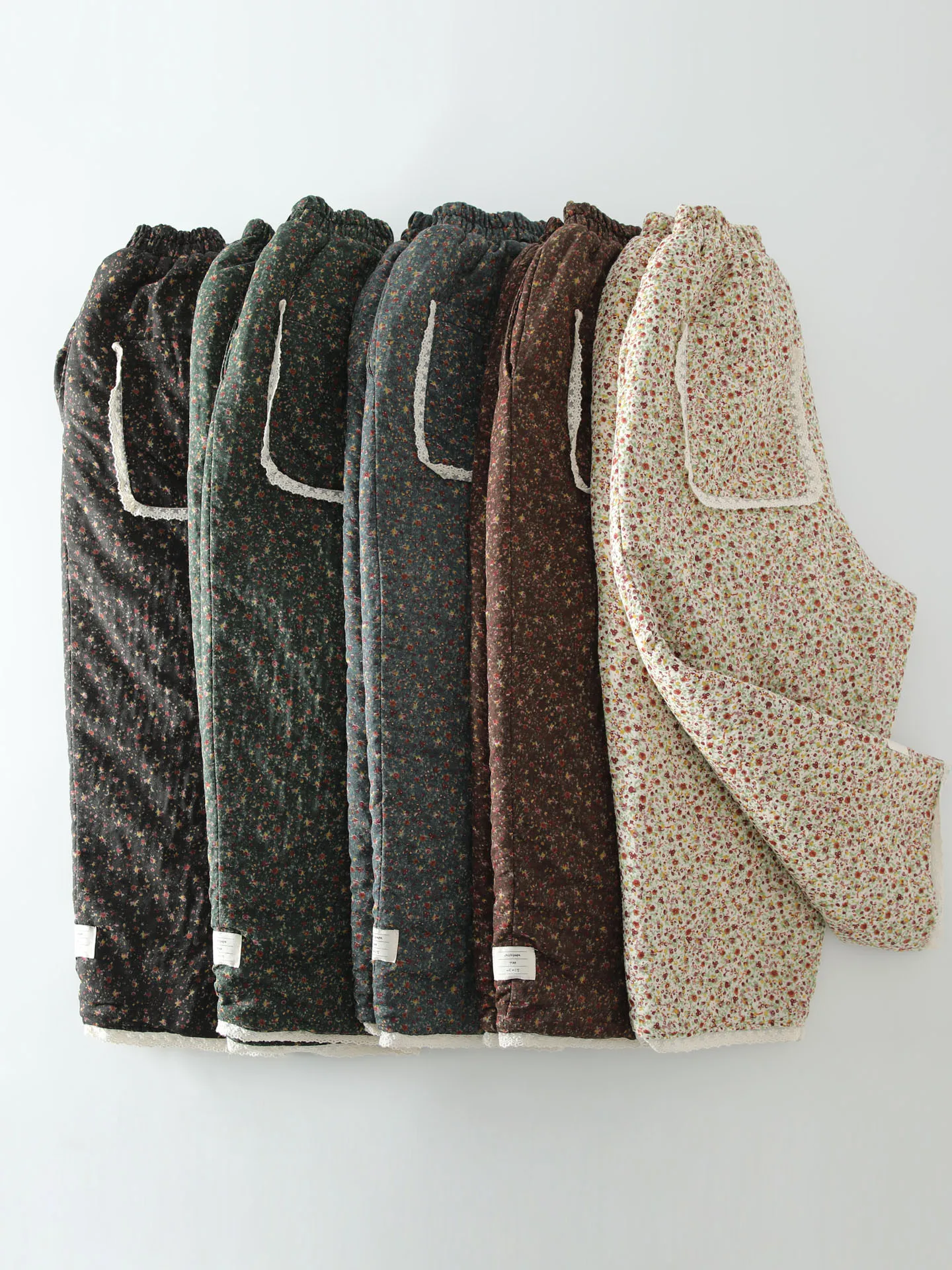 

Теплые хлопковые брюки-кюлоты для женщин, свободные, повседневные, с высокой талией, зимние, новые, с цветочным кружевом, прямые штанины