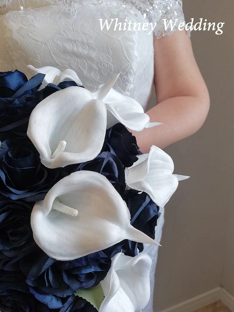 Navy Blue Bridal Bouquet Wedding Bouquets Wedding Decoration Rose Brooch  Flowers Bridal bouquets Buquê de Casamento