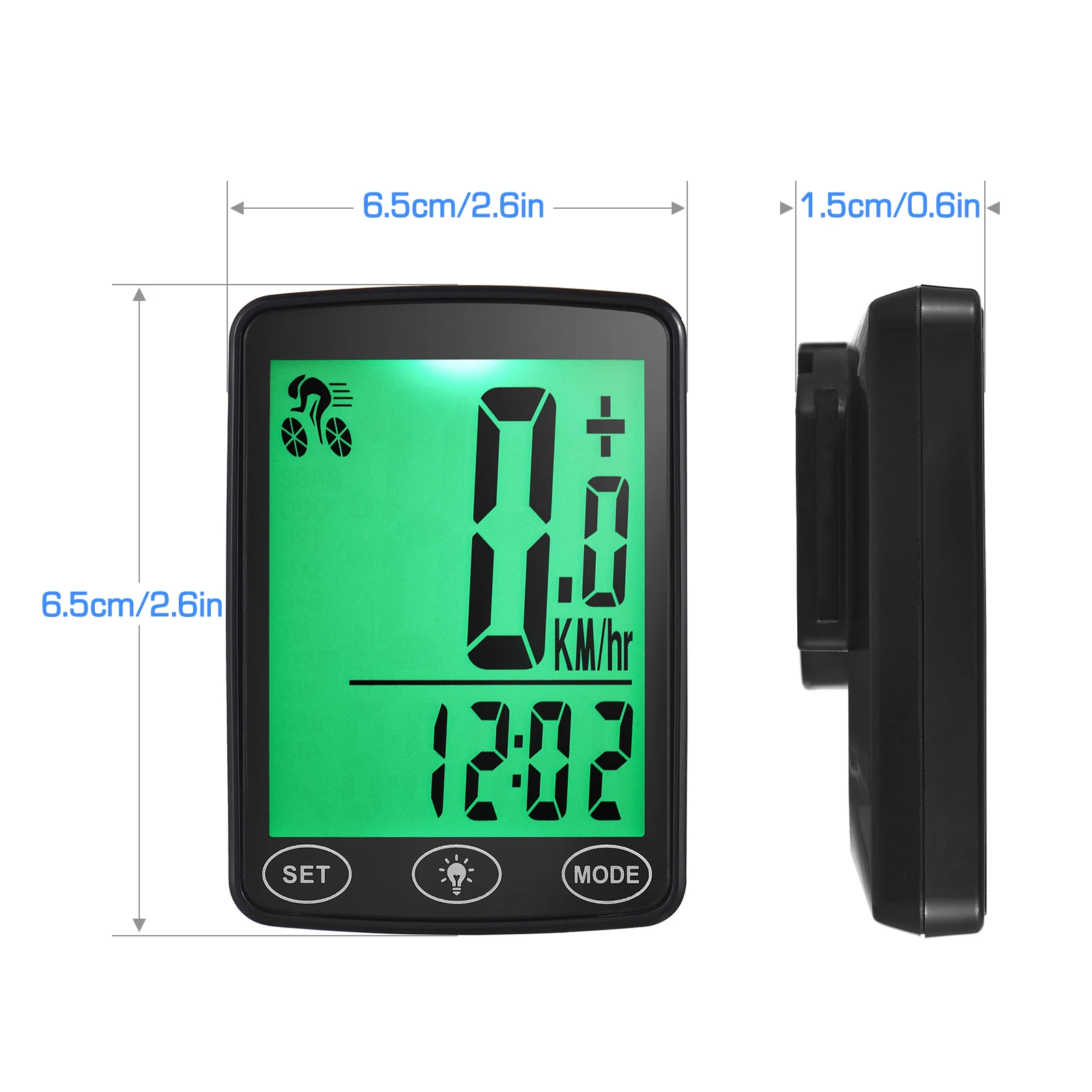 Waterproof Bike Computer with LED Backlight Bicycle Speedometer Odometer Calorie Counter and Temperature Display