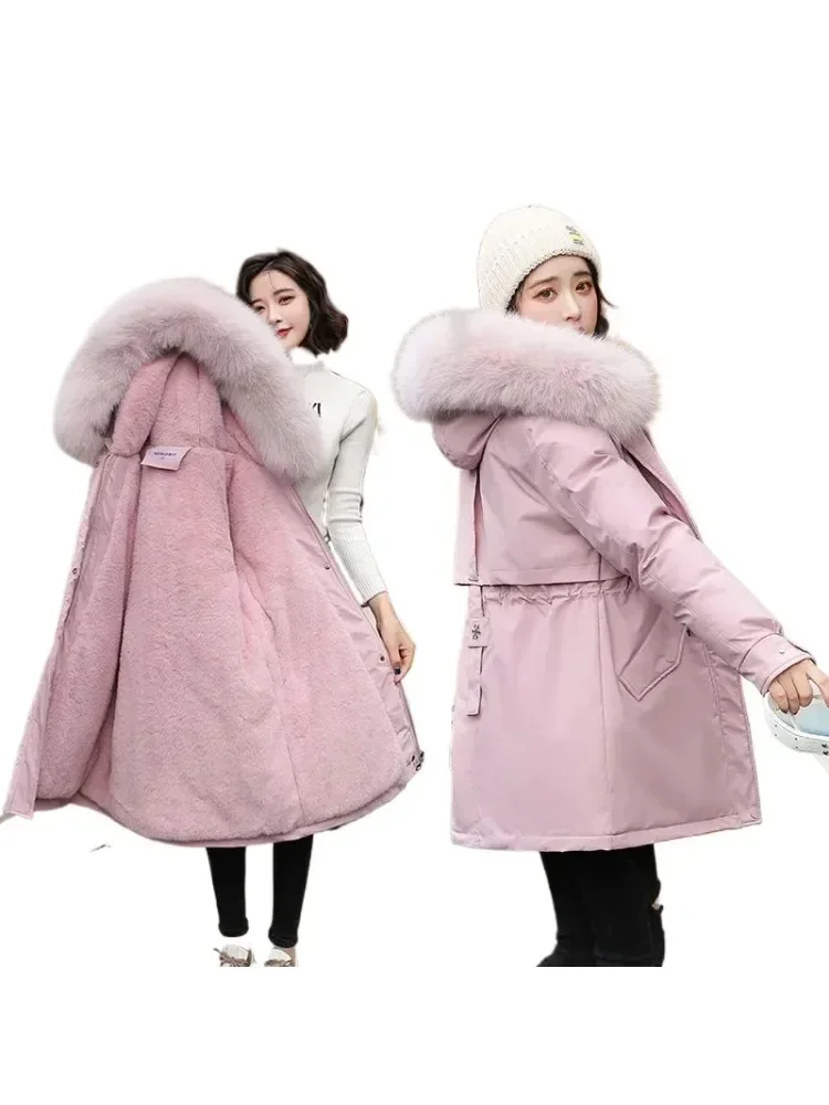 

Зимняя длинная парка с мехом и капюшоном, 7 цветов, 3XL