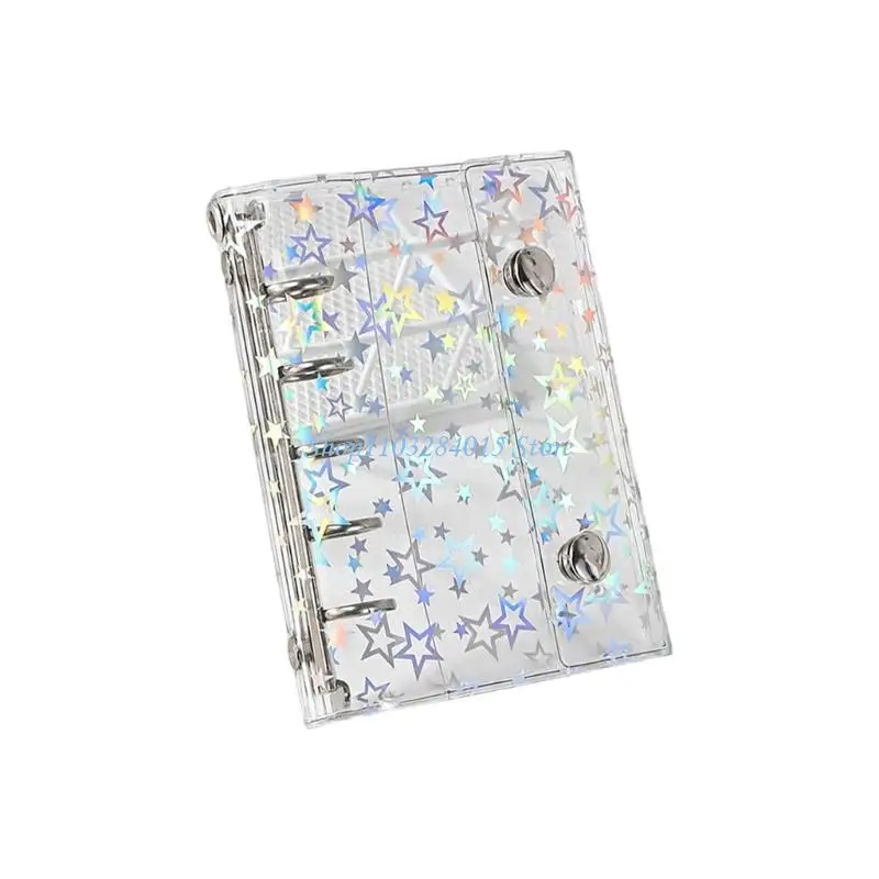 R6FF Two Clasps Secured Star Clear Ring Binder Folder Shatterproof PVC Material For Office School Needs