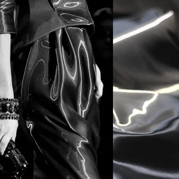 50*150cm מבריק קריסטל משי סאטן בד רעיוני בד נוזל מתכת מבריק מאוד רחב בד מעצב בד/פחם אפור