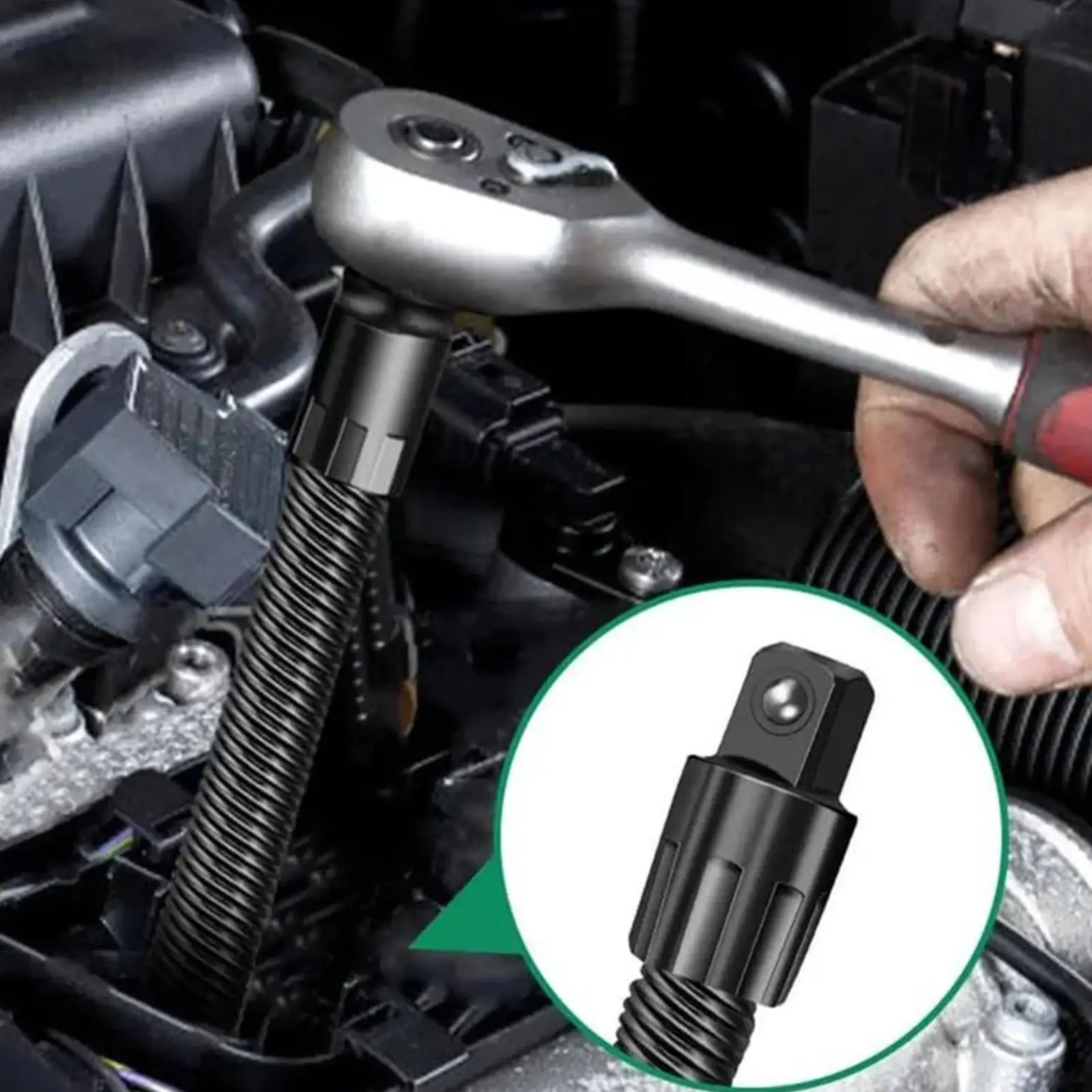 Flexible Extension Socket 1/2in Ratchet Adapter 360-degree Rotate Socket Wrench Extender For Bolt Fastener DIY Corner Mechanic