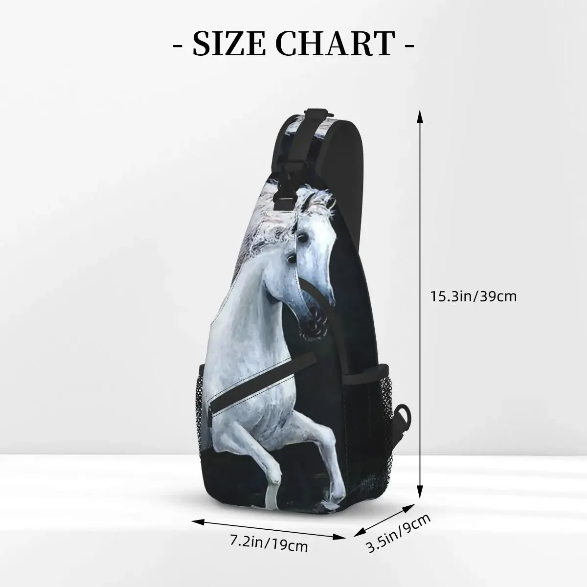 Paintings White Horse Artistic Crossbody Chest Bags Galloping Horse Run Pockets Travel Pack Messenger Sports Teens Shoulder Bag