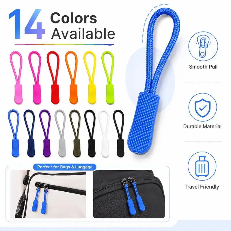 10–100 Stück bunte Reißverschlusszieher, Ersatzenden für Reißverschlüsse, Reißverschluss-Clips für Reisetaschen, Schnallen, Sportbekleidungsteile – Detail 1