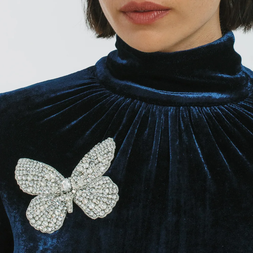 Gorgeous Crystal Large Buttlerfly Brooches for Women Statement Jewelry Elegant Ornament Rhinestone Chest Accessories Banquet