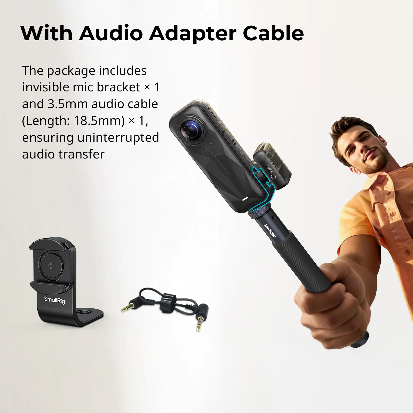 دعم حامل الحذاء البارد SmallRig لجهاز Insta360 X4 / X5 لجهاز إرسال DJI Mic 3، 360 ° التصوير باستخدام كابل محول الصوت -5825 #5