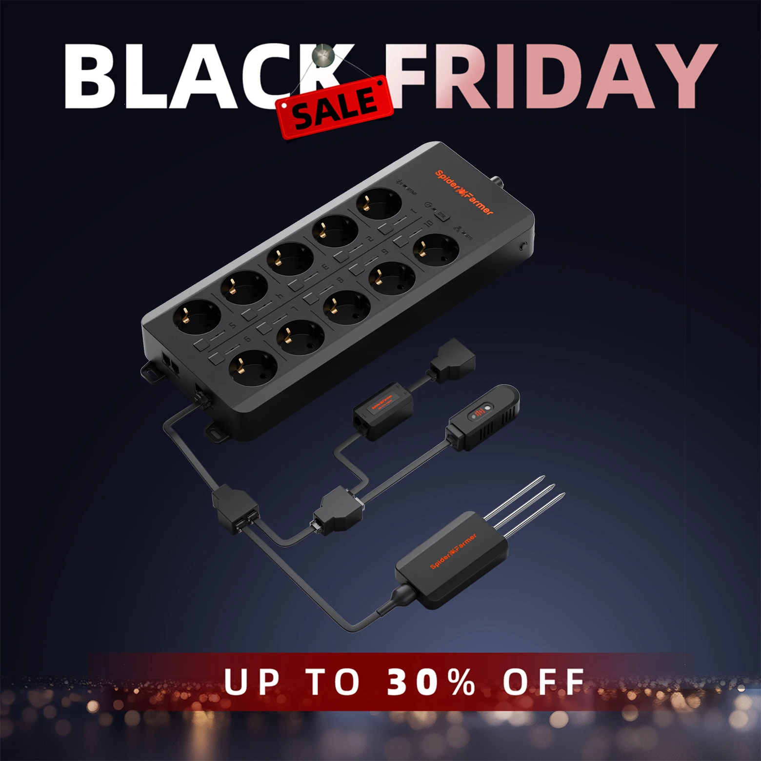 

2025 Spider Farmer Genius Grow System AC10 Комплекты удлинителей 10 розеток управления AC Smart на базе приложения