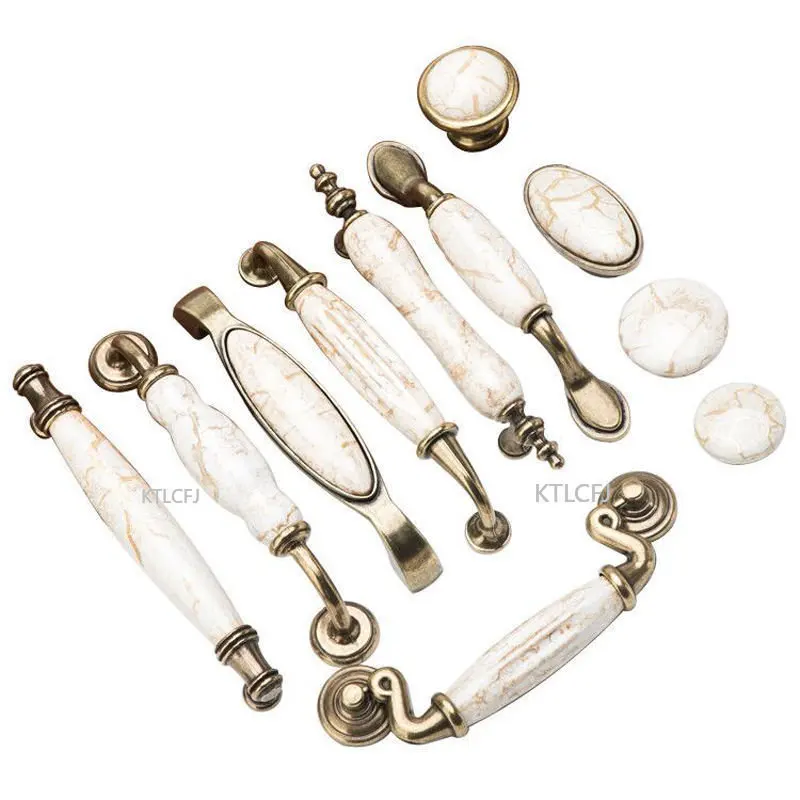 Ceramic Door Handles Antique Crack Kitchen Cabinet Handles Vintage Handles Knobs and Pulls Metal Furniture Handles Drawer Pulls