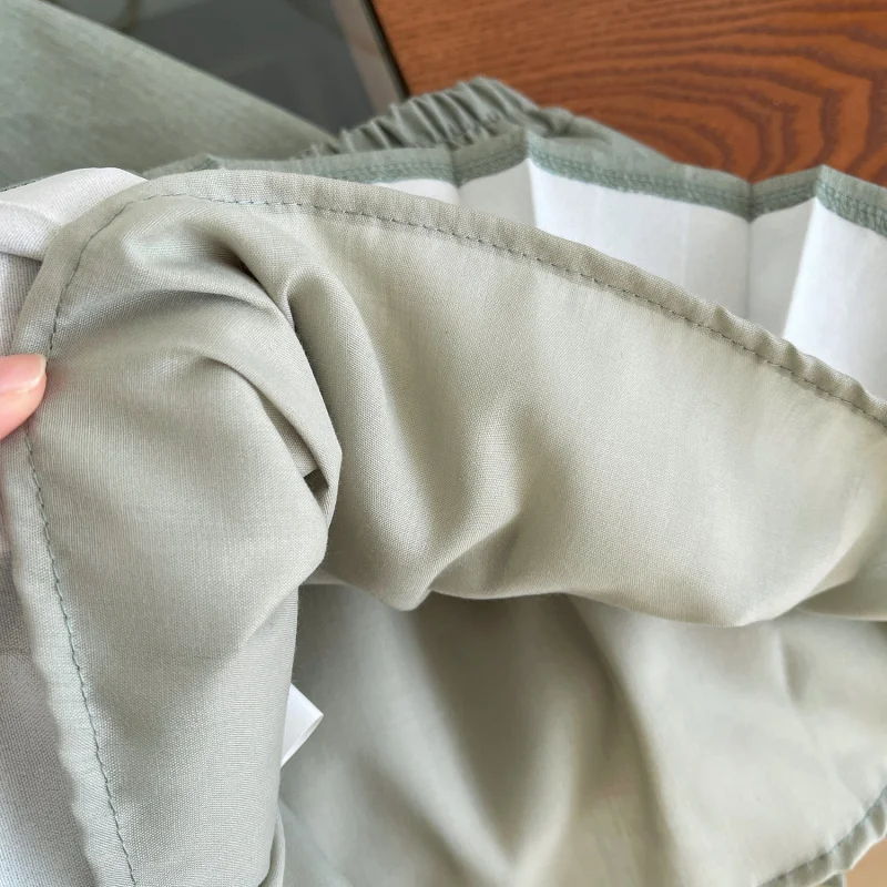 

Spring New Girls' College Style Long Sleeve Set with Pleated Skirt and Round Neck Two-Piece Set