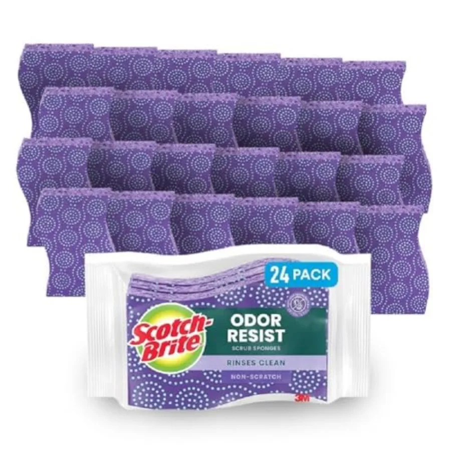 

Odor Resist Non-Scratch Scrub Sponge Dishwasher-Safe Kitchen Sponges that Resist Bacterial Odors Multipurpose Dish Sponge for G
