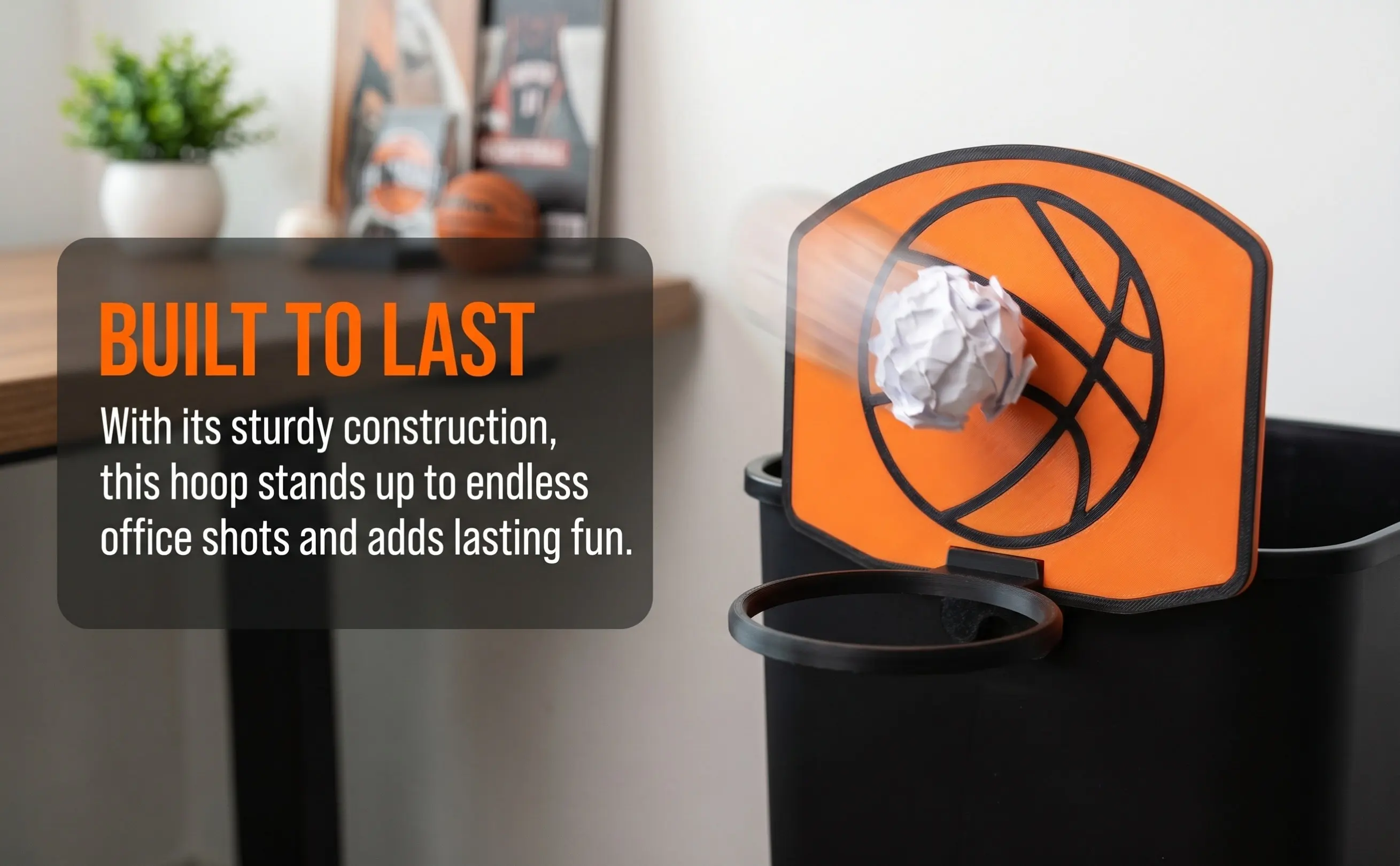 Basketball Trash Can Hoop Clip on Mini Backboard for Office Bedroom Indoor Trash Can Decorative Fun Novelty Upgrade Stylish - view 6