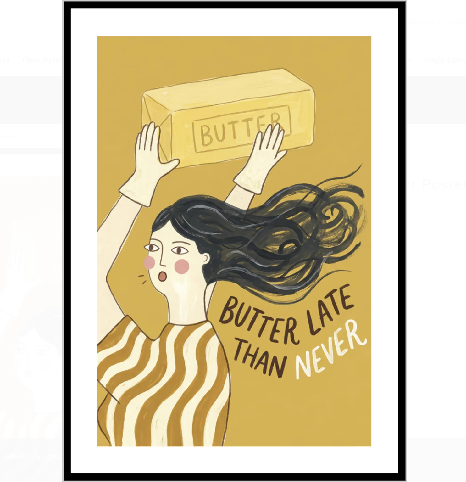 Wall Art Canvas Prints Posters Decor, Funny Butter Pun Woman Illustration Print, Kitchen Dining Room Cafe Home Wall Decor