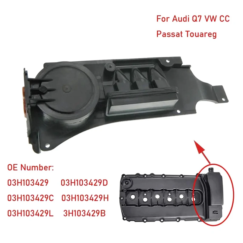 PCV Valve Cover With Membrane 03H103429H For VW Touareg CC Passat  Q7 3.6L 2006-2017 03H103429B 03H103429L M23039WS Parts