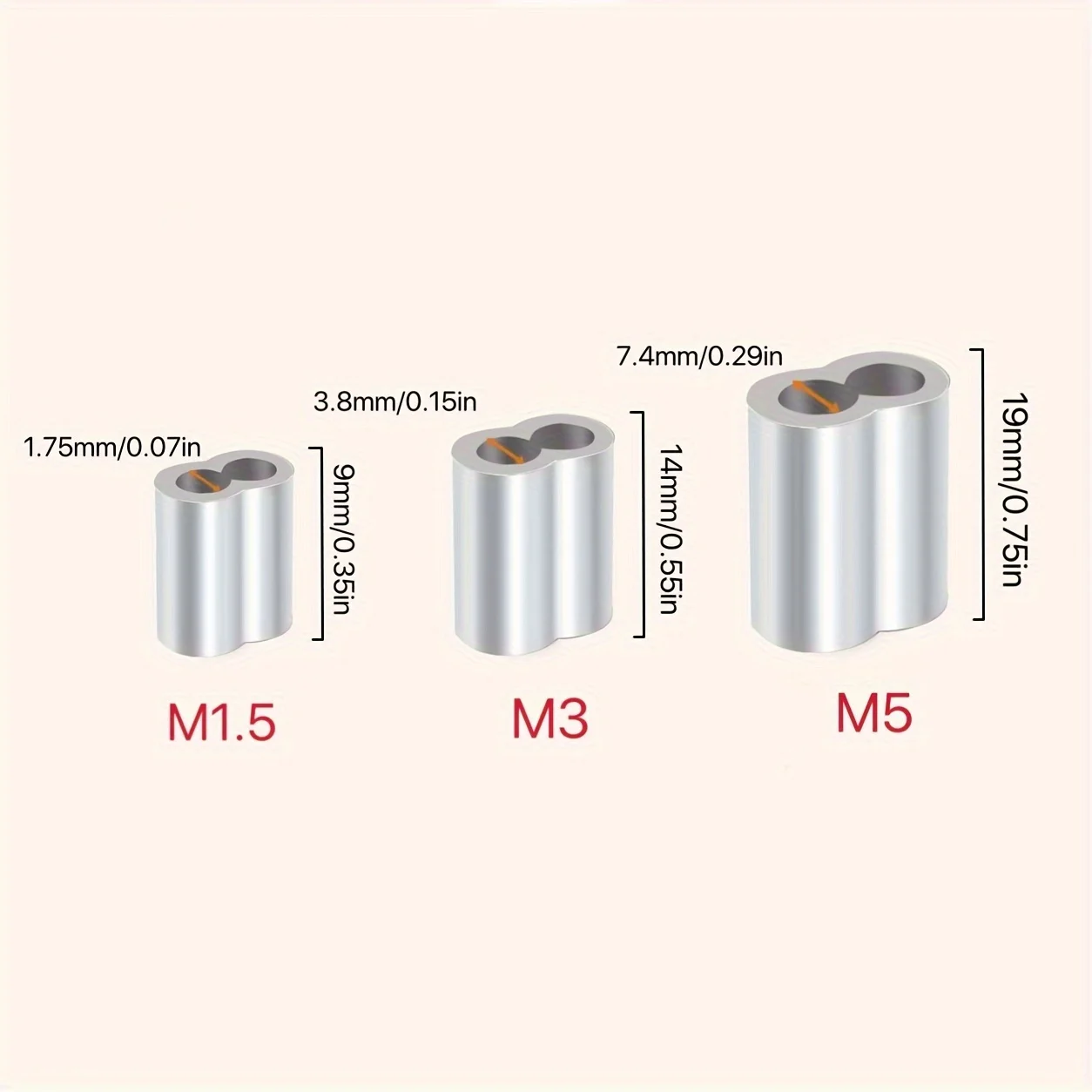 30 Pieces of Steel Wire Rope Aluminum Sleeves, Crimping Rings, Double Tube Rings