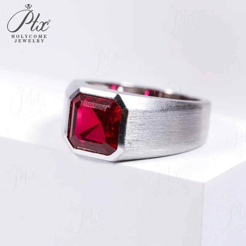 

Мужское кольцо 6 карат с рубином, сапфиром, колумбийским изумрудом, муассанитом, огранка Ашер, серебро 925 пробы с покрытием из 18-каратного золота, классический хип-хоп браслет