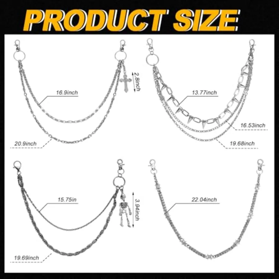 4 Pcs Punk Layered Pants Chain - Body Jewelry Goth ulasan dan harga