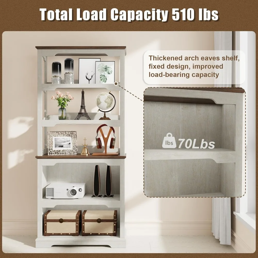 خزانة كتب مفتوحة للتخزين بطول 5 طبقات بطول 70 بوصة - بعرض 31.5 بوصة، مثالية للمنزل والمكتب وغرفة النوم والاستخدام المدرسي