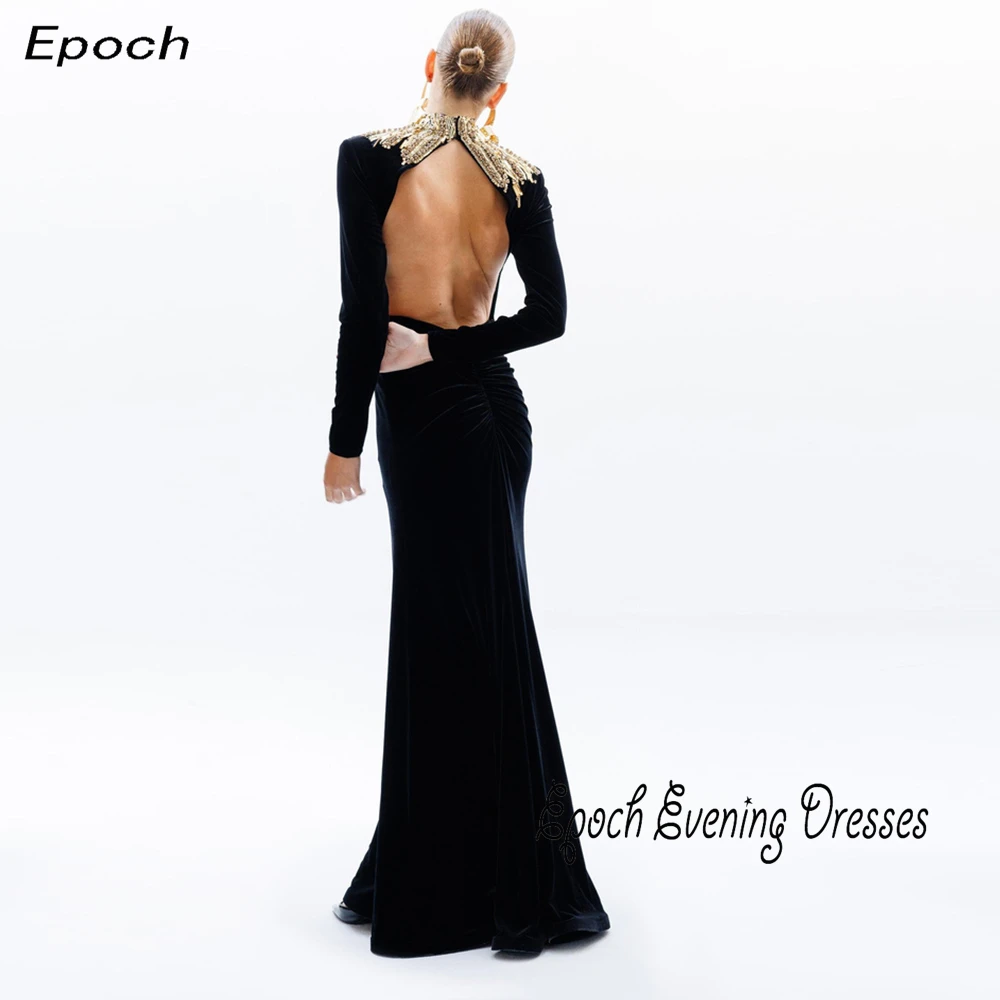 Formal Crepe Evening Dress For Sexy Women فساتين السهرة Luxury Crystal Sequins Mermaid Backless Cocktail Party Prom Gown