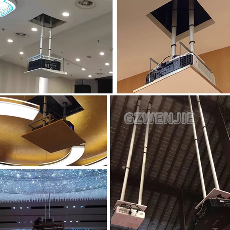 Electric Projector Lift 1/1.5M Ceiling Mount Remote Control for Cinema Church Hall School - 110V/220V Compatible