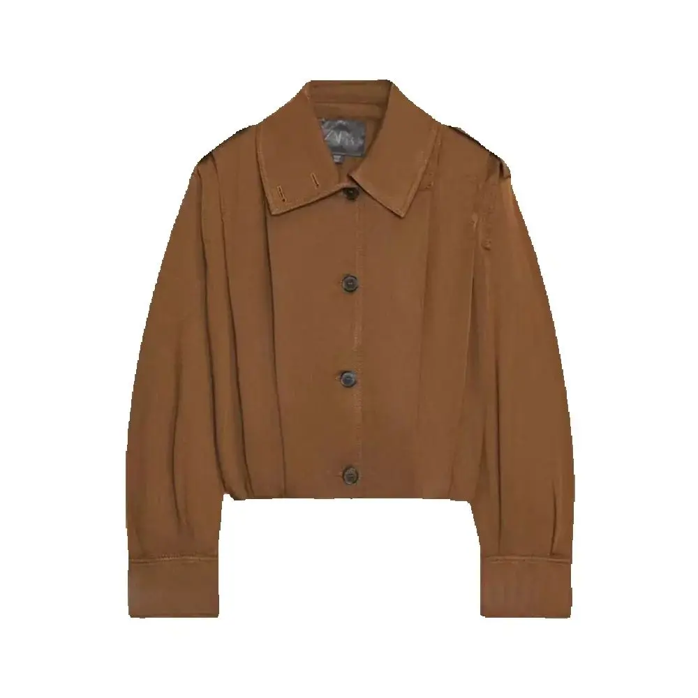 

Spring and Autumn New Women's Fashion Loose and Skinny Look with Folded Strap Decoration Long Sleeve Jacket Coat