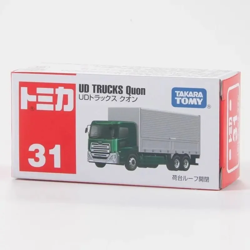 TOMY Tomica-vehículo de ingeniería de aleaciones, camiones UD, camión de transporte QUON, coche de Metal fundido a presión, juguete en miniatura realista para regalo de niños