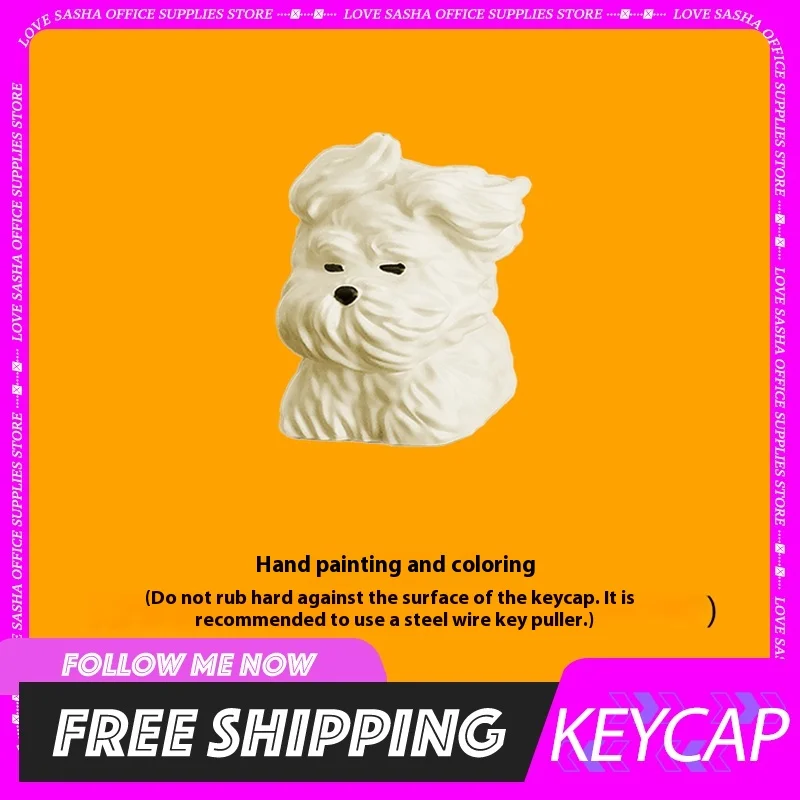 Original Cute Wind Blown Puppy Personalized Key Caps 1 Pc. Vintage Resin Mx Switch Keycaps For Keyboard Customied Accessories