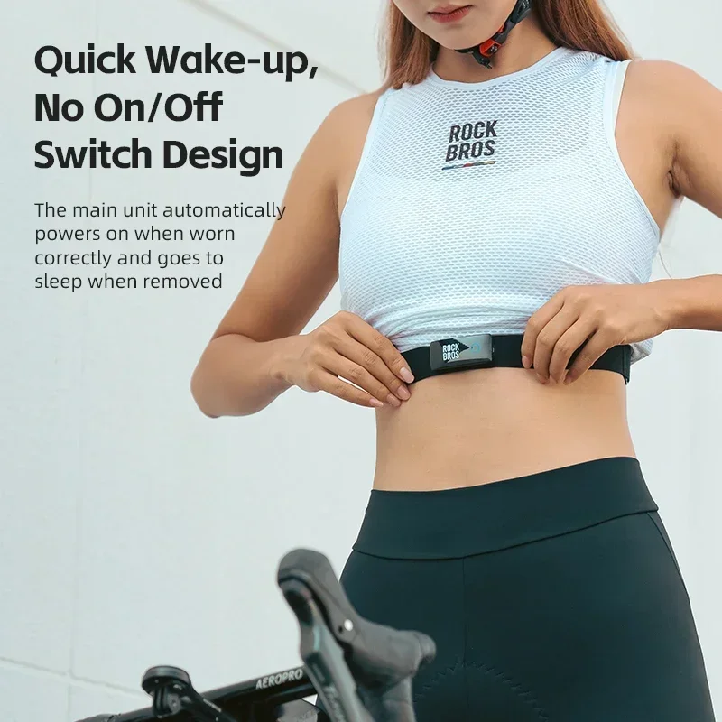 ROCKBROS Upgraded Heart Rate Monitor with Bluetooth 4.0 & ANT+ 50H Battery Waterproof Chest Strap for Garmin Wahoo Bike Computer