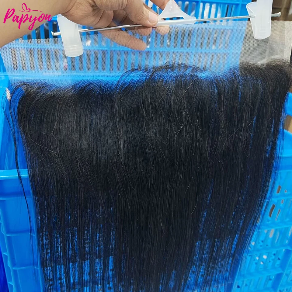 Brasilianisches Haar, glatt, 13 x 4 Spitzenfront, nur Echthaar, vorgezupft, mit Babyhaarverschluss, von Ohr zu Ohr für Frauen – Detail 6