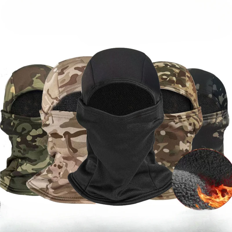 Winter Fleece Warm Camouflage Balaclava Outdoor Cold-proof Ski Cycling Full Face Mask Motorcycle Mask Helmet Lining