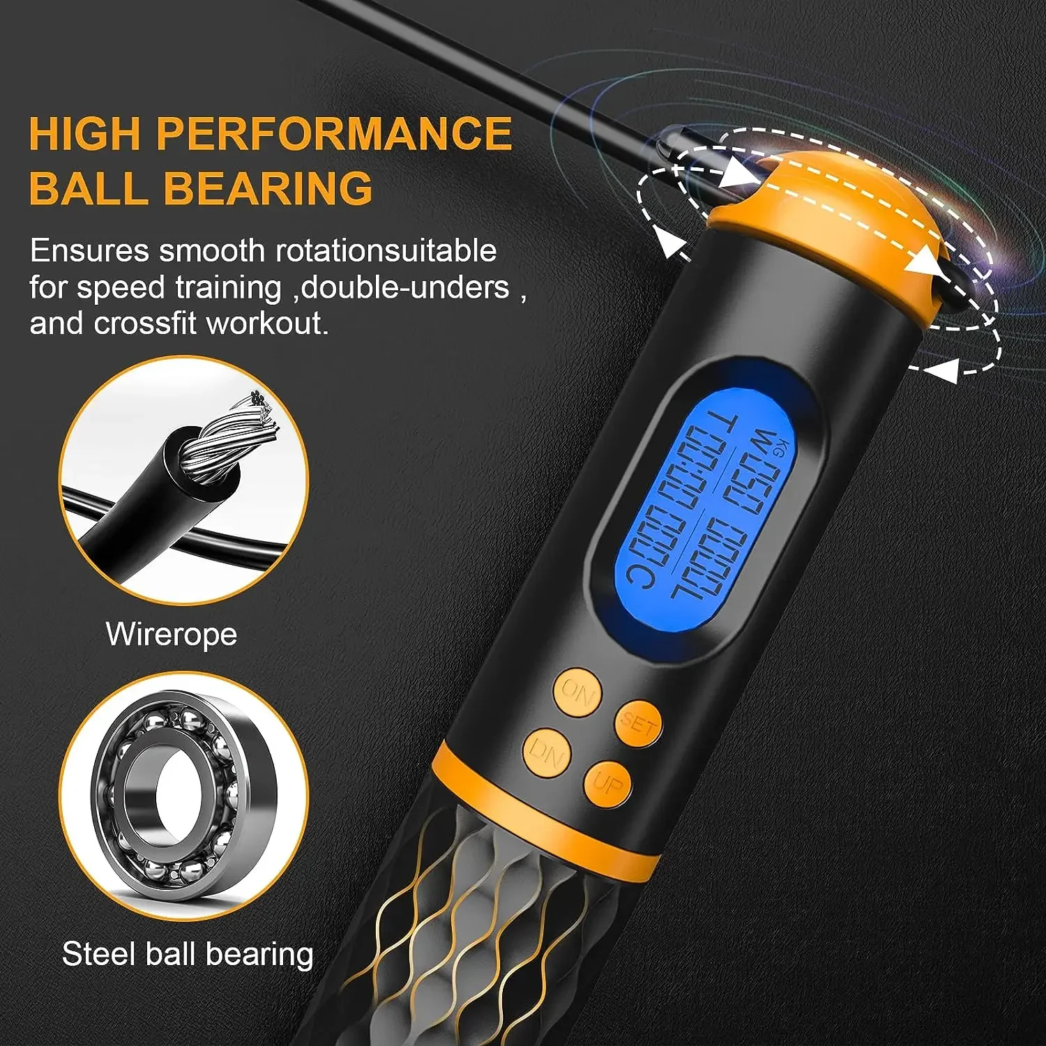 High Quality Wireless Skipping Rope Digital Skipping Rope Adjustable Cordless Jump Ropes for Fitness Adult Children