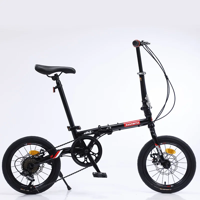 16-inch Mini Bike Folding Outdoor Portable Riding Adult Bicycle Women Disc Brake Small Wheel Men And Women Speed Bicycle
