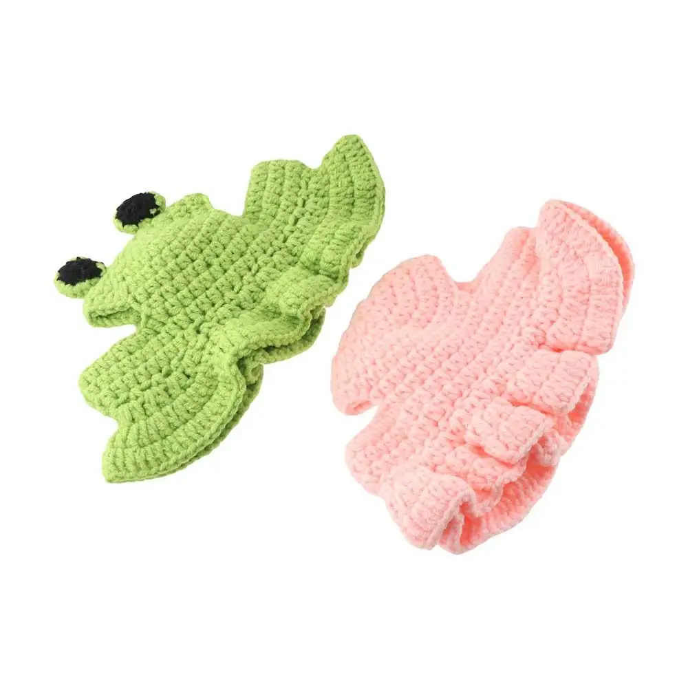 2023 Winter Elastic Crochet Handmade Pet Cap Frog Hat for Party Photo Props Cat Hat