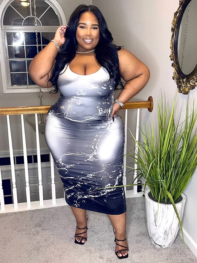 فستان Wmstar مقاس كبير برقبة دائرية بدون أكمام ملابس نسائية فساتين ماكسي غير رسمية جديدة في الصيف بالجملة دروبشيبينغ