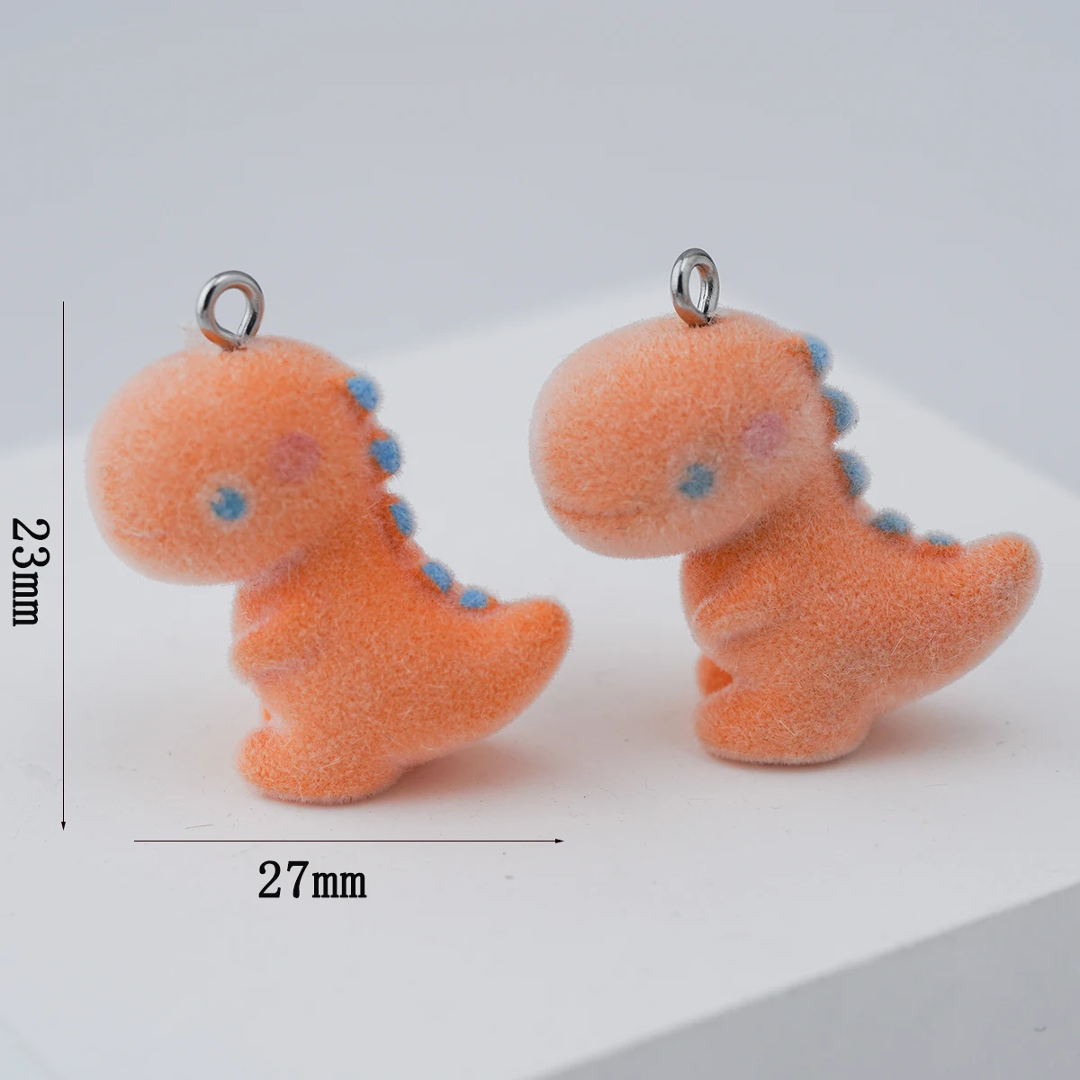 20pcs 3D Flocking Resin dinosaur Charms Plush Animal Doll Pendants for Necklaces Earrings Handmade Making DIY Jewelry fittings