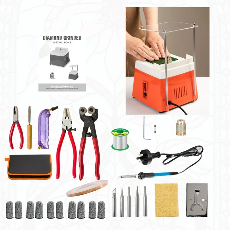 

Mini Automatic Water Stained Glass Grinder DIY Desktop Glass Corner Grinding Machine DIY Electric Dustproof Edging Machine