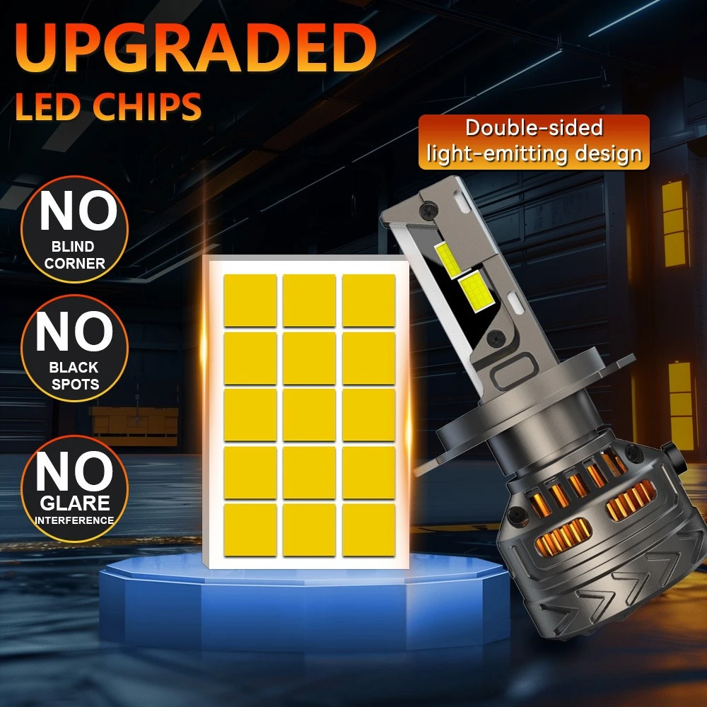 300W Blade Style LED Lights High Power Canbus Decode H4 H7 H11 Integrated High Low Beam Auto Headlight Bulb 16000LM 6000K 12V