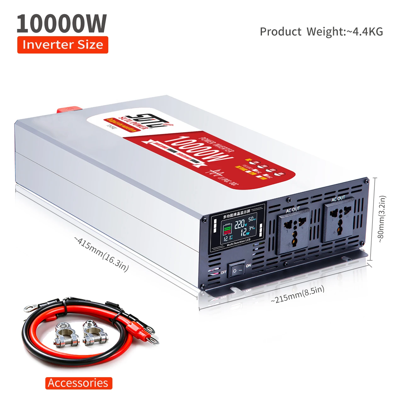Pure sine wave inverter 10000W 12V24V to 220V 50HZ 110V 60HZ car and household high-power power converter universal and European